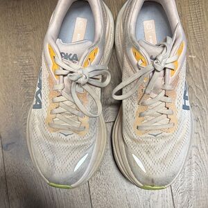 Hoka Women's Tan and Orange bondi athletic Shoes